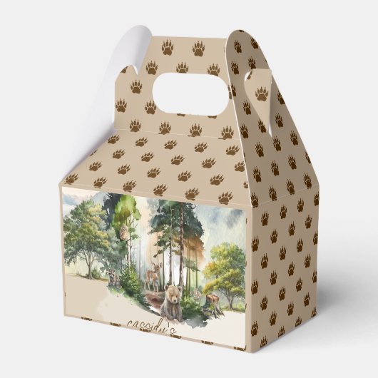Rustic Woodland Adventure wacht op Boy Baby shower Bedankdoosjes (Achterkant)