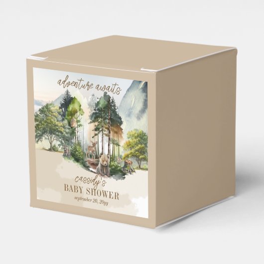 Rustic Woodland Adventure wacht op Boy Baby shower Bedankdoosjes (Voorkant Zijde)