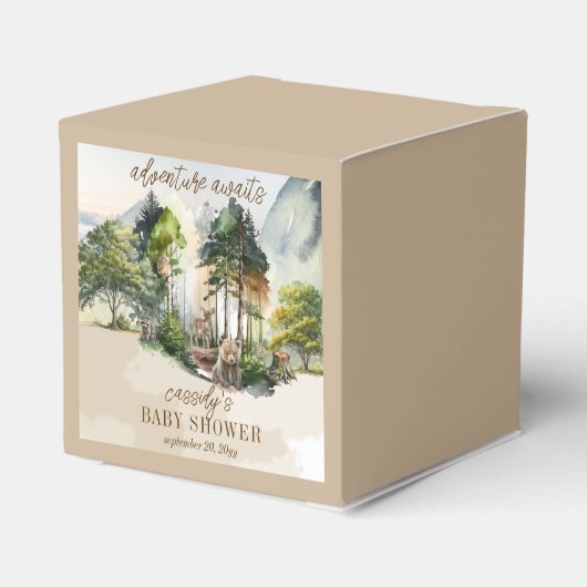 Rustic Woodland Adventure wacht op Boy Baby shower Bedankdoosjes (Achterkant)