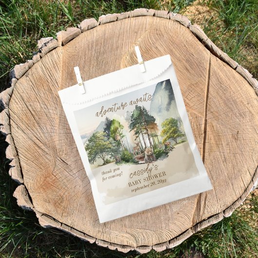 Rustic Woodland Adventure wacht op Boy Baby shower Bedankzakje