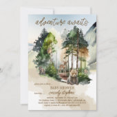 Rustic Woodland Adventure wacht op Boy Baby shower Kaart (Voorkant)