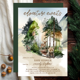 Rustic Woodland Adventure wacht op Boy Baby shower Kaart