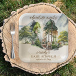 Rustic Woodland Adventure wacht op Boy Baby shower Papieren Bordje<br><div class="desc">Stap in de betoverende wereld van het Rustic Woodland Adventure Awaits Boy Baby shower. Deze boeiende uitnodiging en accessoires collectie brengt de magie van een bos tot leven, waar een prachtige scène zich ontvouwt voor je ogen. Te midden van het weelderige groen en een achtergrond van bergen en blauwe lucht,...</div>