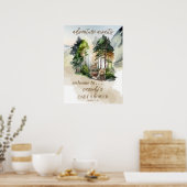 Rustic Woodland Adventure wacht op Boy Baby shower Poster (Keuken)