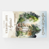 Rustic Woodland Adventure wacht op Boy Baby shower Spandoek (Horizontaal)