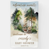 Rustic Woodland Adventure wacht op Boy Baby shower Spandoek (Verticaal)