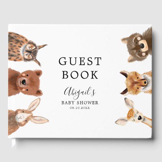 Rustic Woodland Animal Baby shower Gastenboek (Voorkant)