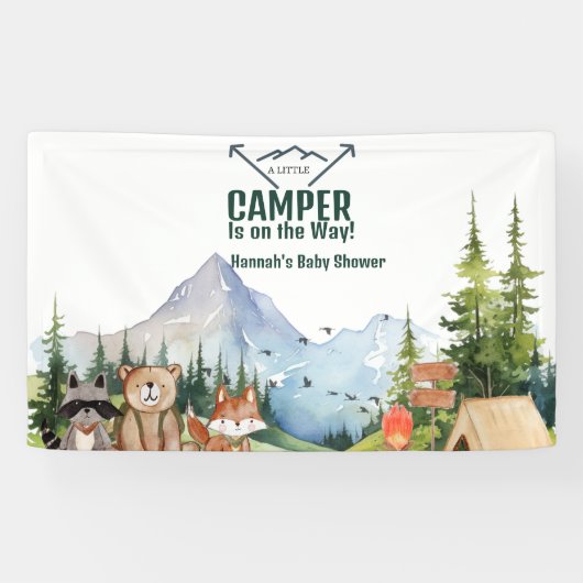 Rustic Woodland Animal Baby shower Welkomstbord Spandoek (Horizontaal)