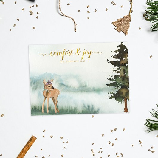 Rustic Woodland Animal Deer Fawn Kerstmis Feestdagen Kaart