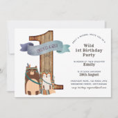 Rustic Woodland Animals 1e verjaardag Tribal Kaart (Voorkant)