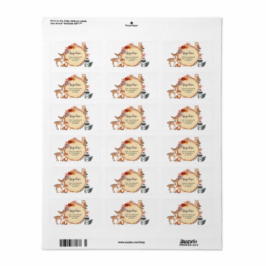Rustic Woodland Animals Address Label (Full Sheet)
