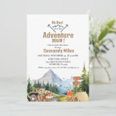Rustic Woodland Animals Adventure Baby shower Kaart (Staand voorkant)