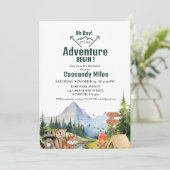 Rustic Woodland Animals Adventure Baby shower Kaart (Staand voorkant)