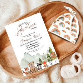 Rustic Woodland Animals Adventure Baby shower Kaart