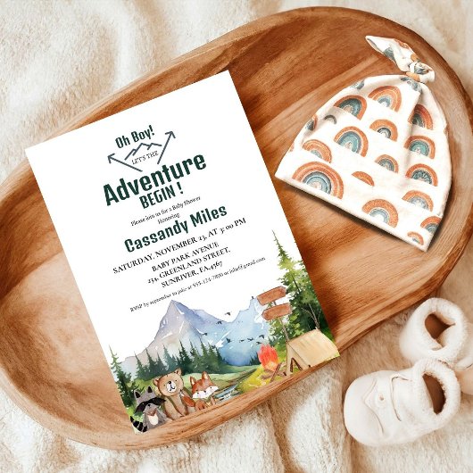 Rustic Woodland Animals Adventure Baby shower Kaart