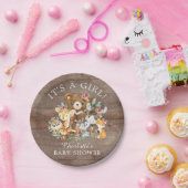 Rustic Woodland Animals Baby shower 7" Bord (Feest)