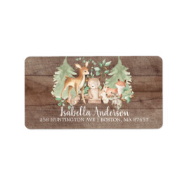 Rustic Woodland Animals Baby shower Adres Etiket