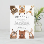 Rustic Woodland Animals Baby shower Bedankkaart (Staand voorkant)