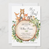 Rustic Woodland Animals Baby shower Boy Kaart (Voorkant)