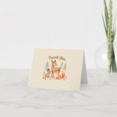 Rustic Woodland Animals Baby shower Dank u kaart (Voorkant)