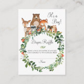 Rustic Woodland Animals Baby shower Diaper Raffle Informatiekaartje (Voorkant)