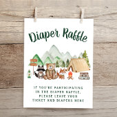 Rustic Woodland Animals Baby shower Diaper Raffle Poster