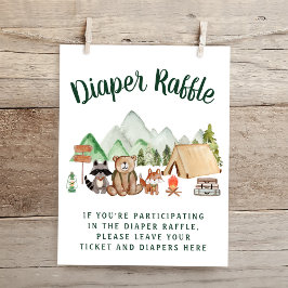 Rustic Woodland Animals Baby shower Diaper Raffle Poster