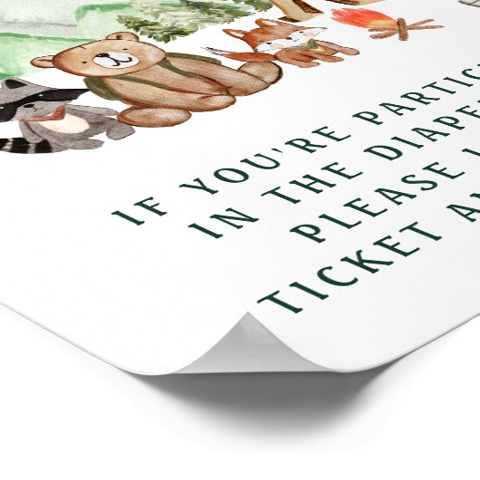 Rustic Woodland Animals Baby shower Diaper Raffle Poster (Hoek)