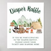 Rustic Woodland Animals Baby shower Diaper Raffle Poster (Voorkant)