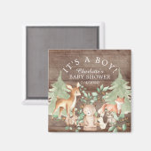 Rustic Woodland Animals Baby shower Favor Magnet (Voorkant / Achterkant)