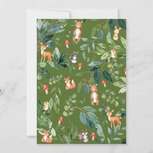 Rustic Woodland Animals Baby shower Girl Kaart (Achterkant)