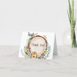 Rustic Woodland Animals Baby shower Greenery Bedankkaart