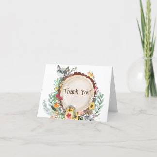 Rustic Woodland Animals Baby shower Greenery Bedankkaart