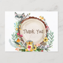 Rustic Woodland Animals Baby shower Greenery Dank Briefkaart
