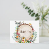 Rustic Woodland Animals Baby shower Greenery Dank Briefkaart (Staand voorkant)