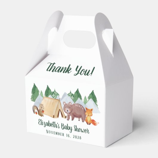 Rustic Woodland Animals Baby shower Hartelijk dank Bedankdoosjes (Voorkant Zijde)