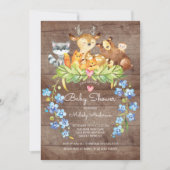 Rustic Woodland Animals Baby shower Invitation Kaart (Voorkant)