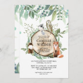 Rustic Woodland Animals Baby shower Invitation Kaart (Voorkant / Achterkant)