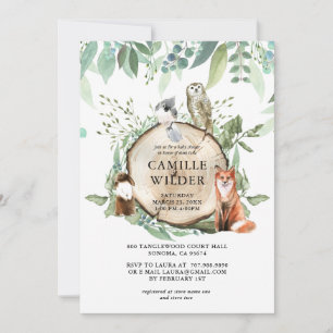 Rustic Woodland Animals Baby shower Invitation Kaart
