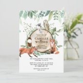 Rustic Woodland Animals Baby shower Invitation Kaart (Staand voorkant)