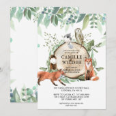 Rustic Woodland Animals Baby shower Invitation Kaart (Voorkant / Achterkant)