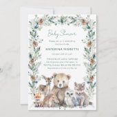 Rustic Woodland Animals Baby shower Invitation Kaart (Voorkant)