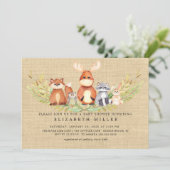 Rustic Woodland Animals Baby shower Invitation Kaart (Staand voorkant)