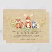 Rustic Woodland Animals Baby shower Invitation Kaart (Voorkant / Achterkant)