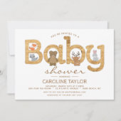 Rustic Woodland Animals Baby shower Invitation Kaart (Voorkant)