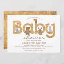Rustic Woodland Animals Baby shower Invitation