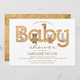 Rustic Woodland Animals Baby shower Invitation Kaart