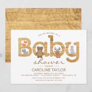 Rustic Woodland Animals Baby shower Invitation Kaart