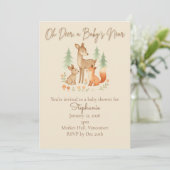 Rustic Woodland Animals Baby shower Invitation Kaart (Staand voorkant)