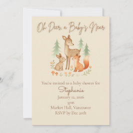 Rustic Woodland Animals Baby shower Invitation Kaart